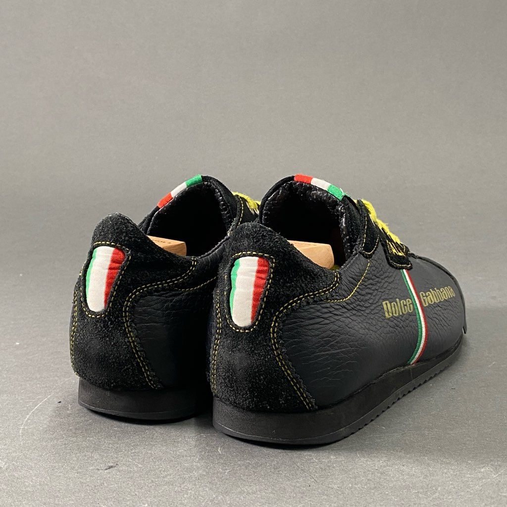 7d21 DOLCE&GABBANA ドルチェ&ガッバーナ ITALIA ローカットスニーカー レザースニーカー 7 ブラック レザー メンズ