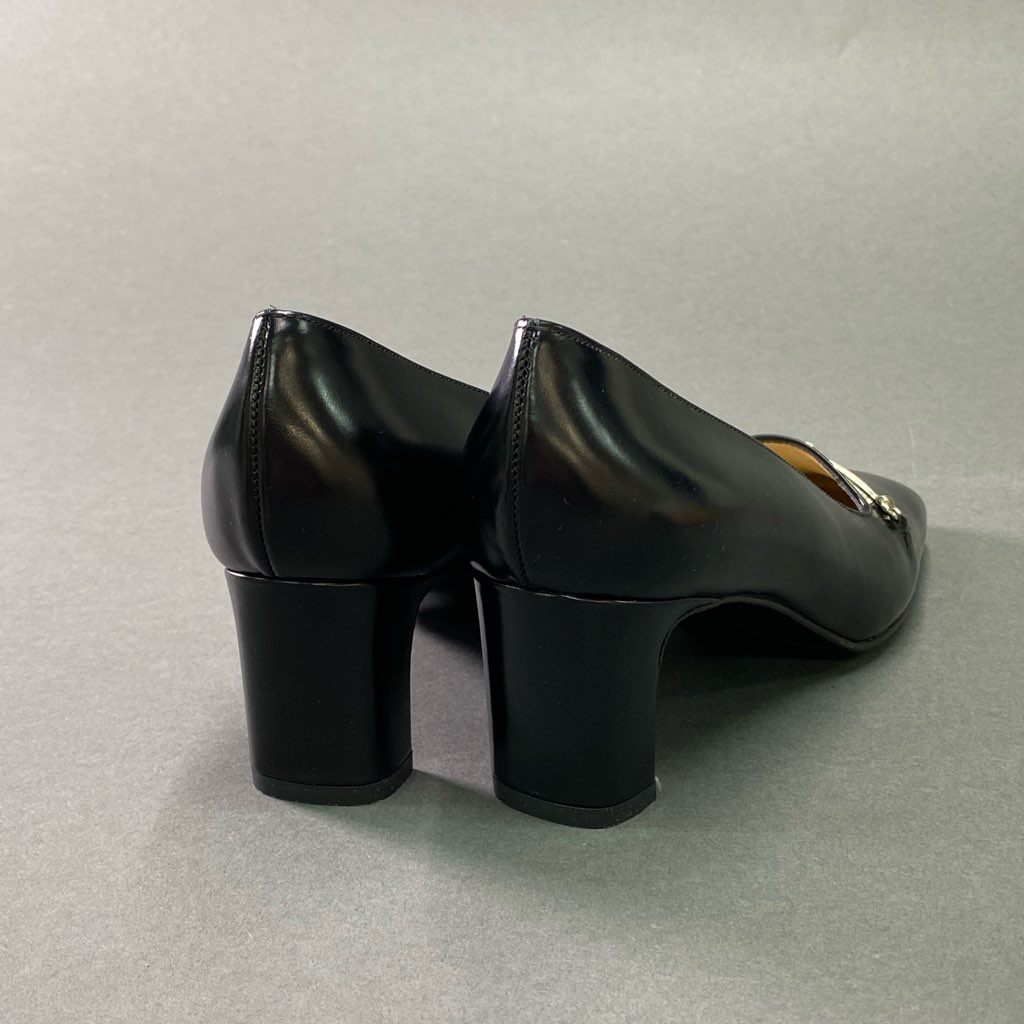 5e10 《極美品》 GUCCI グッチ ホースビット レザーパンプス 7 ブラック Leather シューズ イタリア製