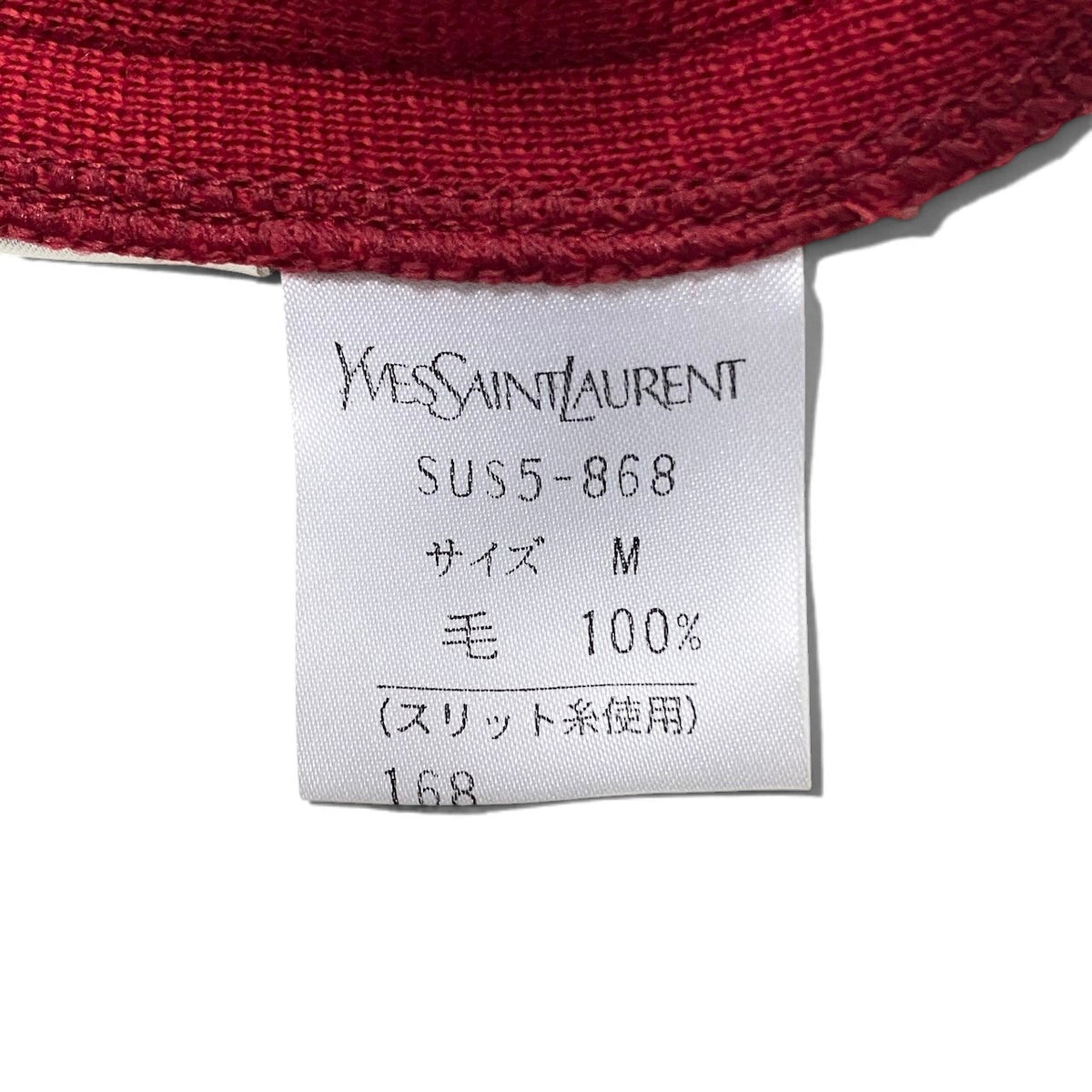 53i26 YVESAINTLAUREN イヴサンローラン ロングスリーブカーディガン ニットセーター YSLロゴボタン Mサイズ レッド ゴールド ウール100% レディース 女性用u02t
