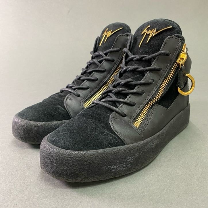 3d3 Giuseppe Zanotti ジュゼッペ ザノッティ ミドルカット スニーカー 41 / 26cm ブラック レザー シューズ KRISS COBY