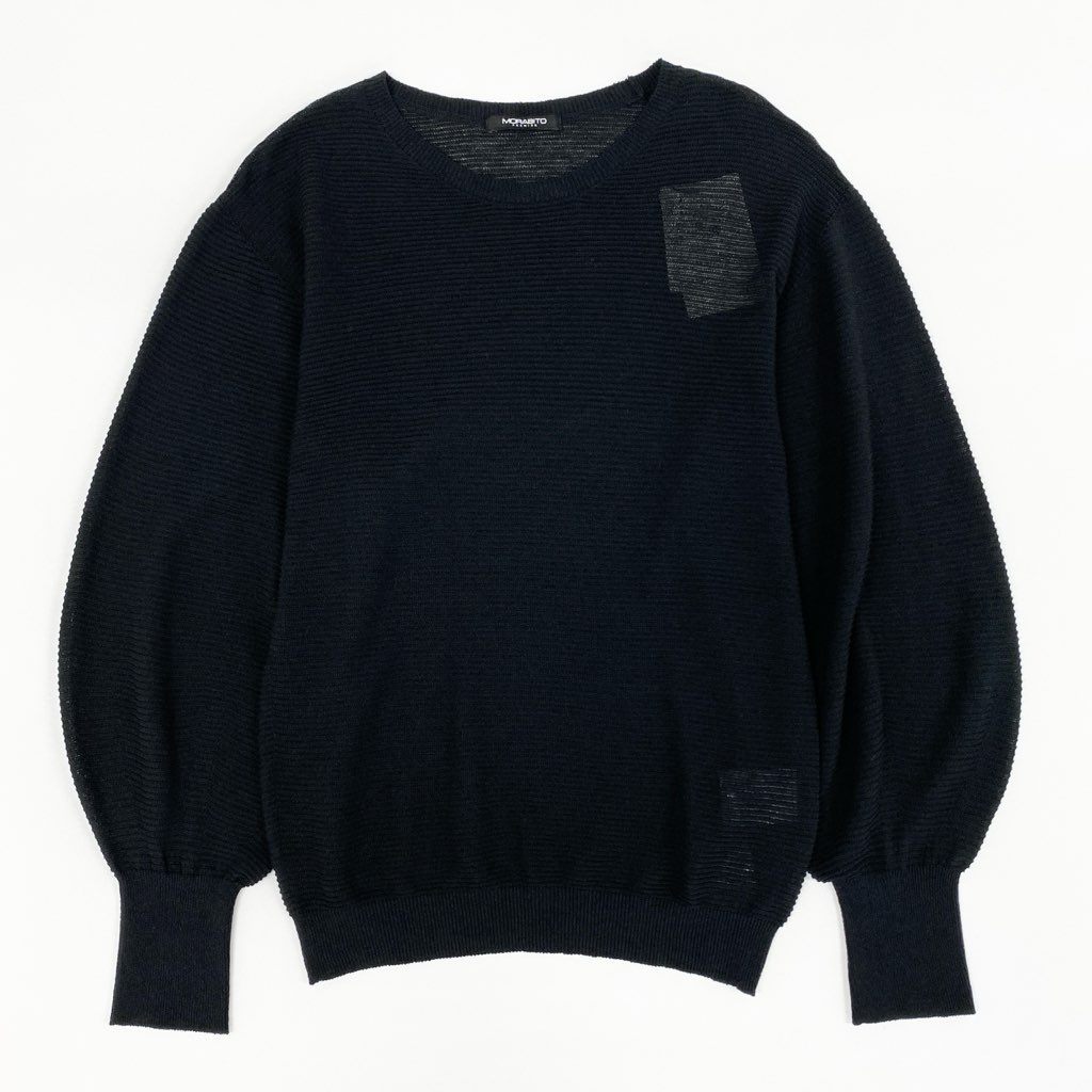 4f7 【新品】 定価5.9万円 MORABITO モラビト かぎ編みニット 春夏秋3シーズン ニットブラウス サイズ38 ブラック レディース 女性用