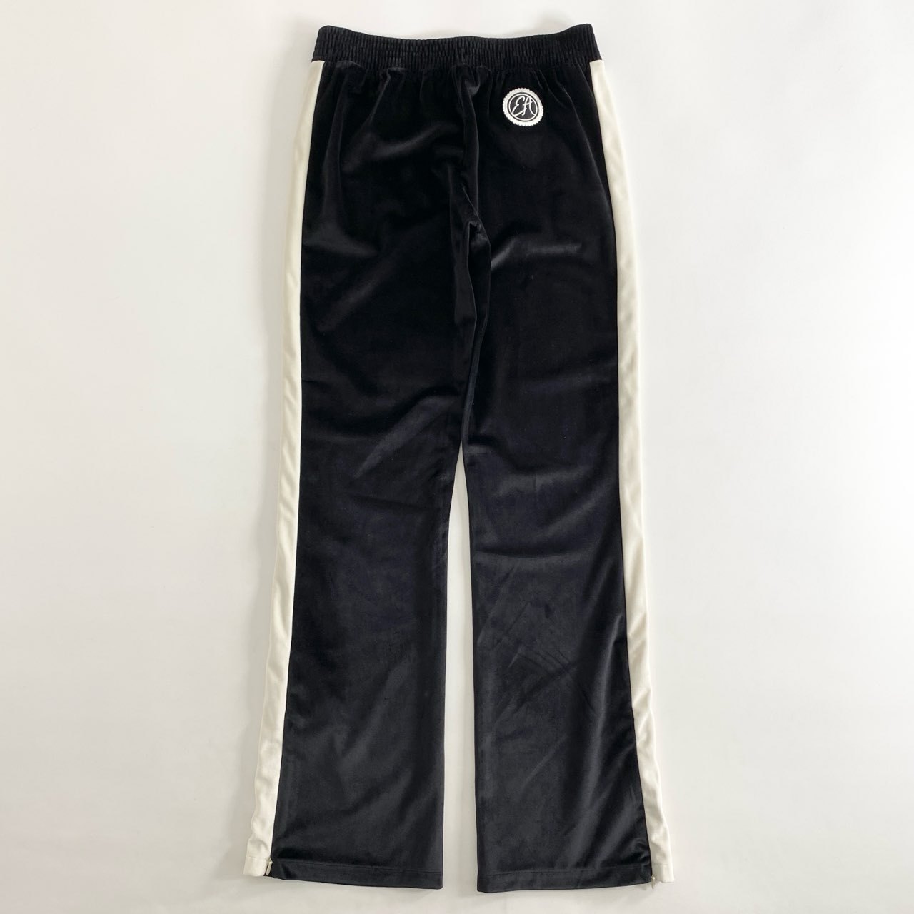 88i3 《未使用保管品》 定価¥41,800 EMPORIO ARMANI エンポリオアルマーニ サイドライン ベロアパンツ 36 ブラック ジャージ トラウザーパンツ