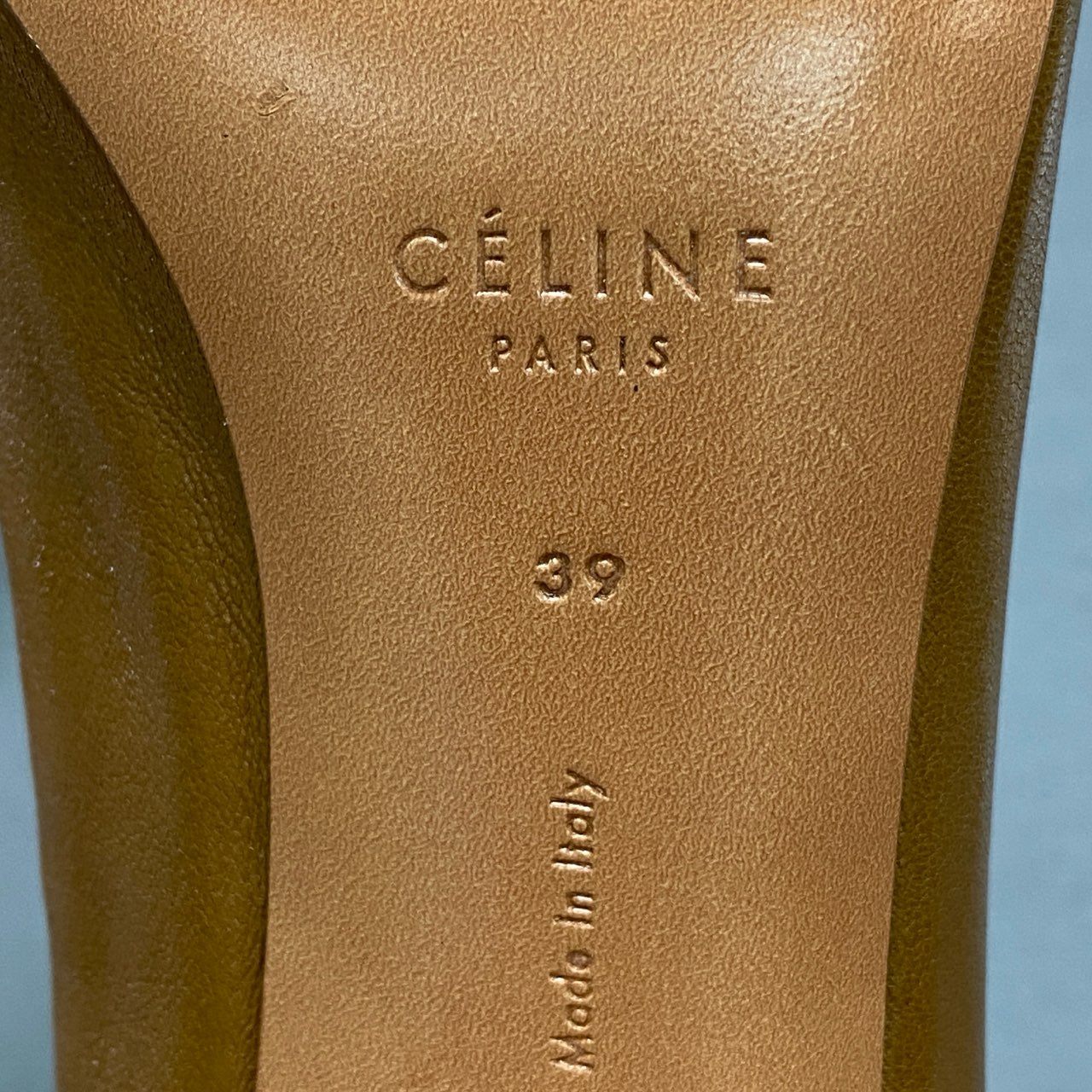 1c26 CELINE セリーヌ フィービー期 バックジップ レザーショートブーツ 39 ブラウン Leather シューズ イタリア製