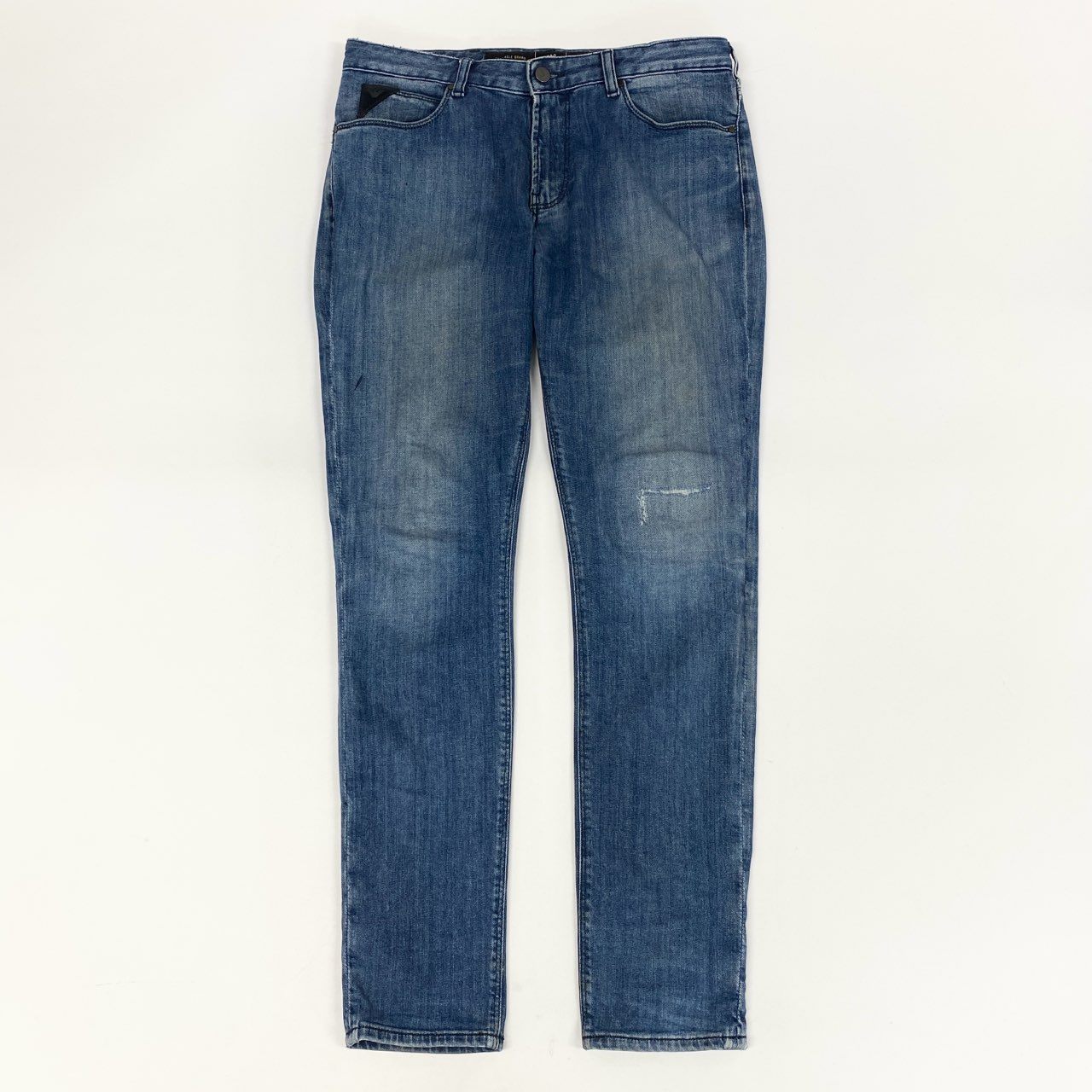 83i3 EMPORIO ARMANI エンポリオアルマーニ ダメージ加工 スキニーデニムパンツ ボトムス ジーンズ 31 インディゴブルー コットン メンズo07t
