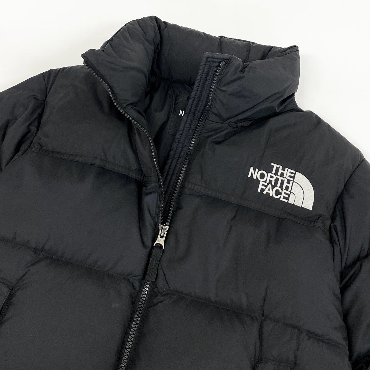 53h27 THE NORTH FACE ザ ノースフェイス Short Nuptse Jacket ショート ヌプシ ジャケット ダウンジャケット ロゴ刺繍 NDW92335 Sサイズ ブラック ナイロン レディースo07t