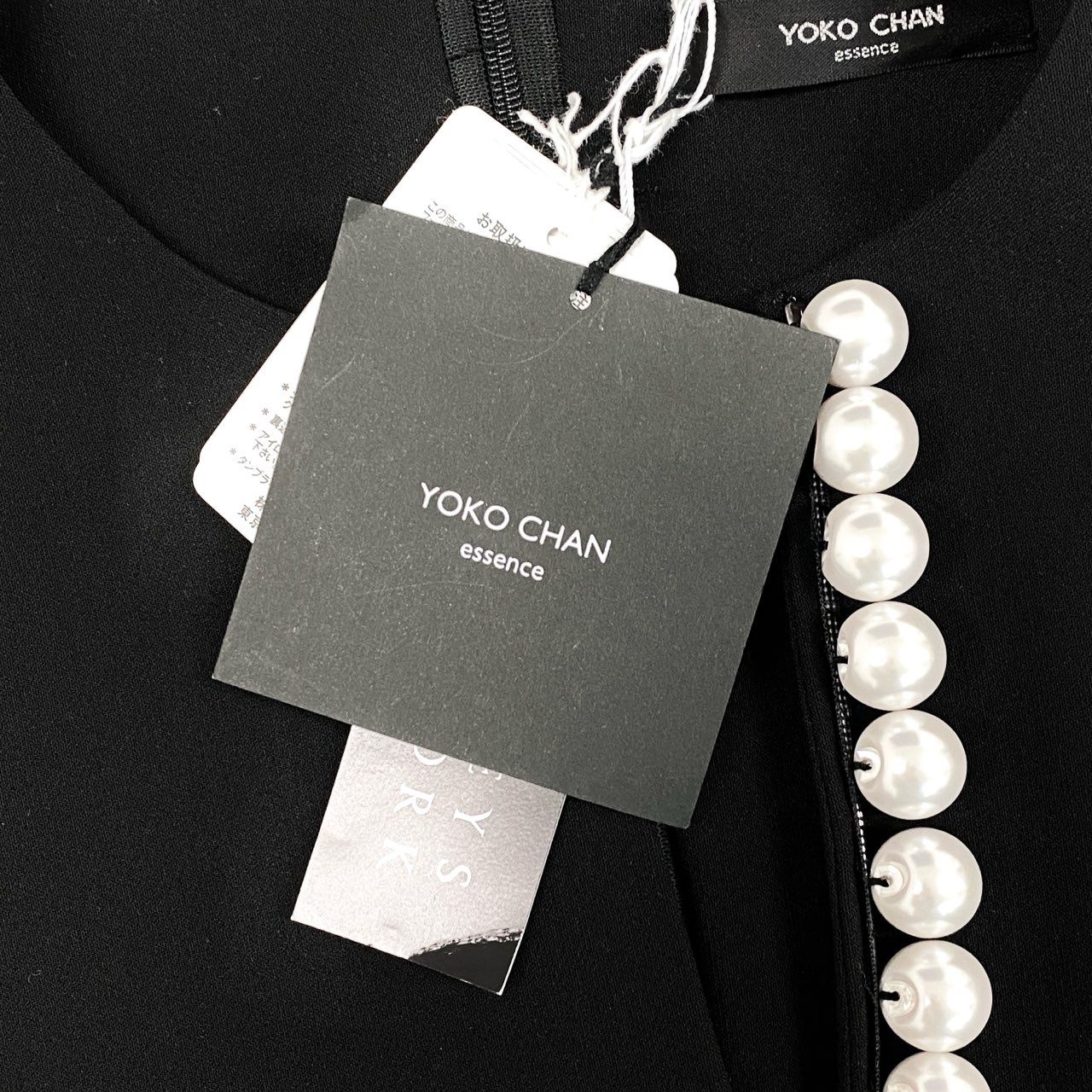28d11 《新品タグ付き》 YOKO CHAN ヨーコチャン パールワンピース フォーマルドレス ノースリーブワンピース サイズ36 ブラック レディース