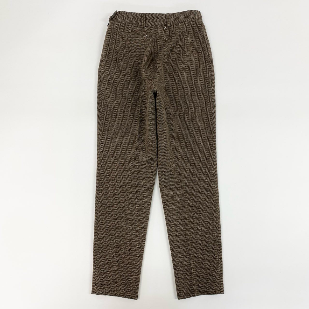 11f12 《美品》 Maison Margiela メゾン マルジェラ テーパードパンツ スラックス ボトムス 4ライン S51KA0530 サイズ36 ブラウン ヘリンボーン レディース