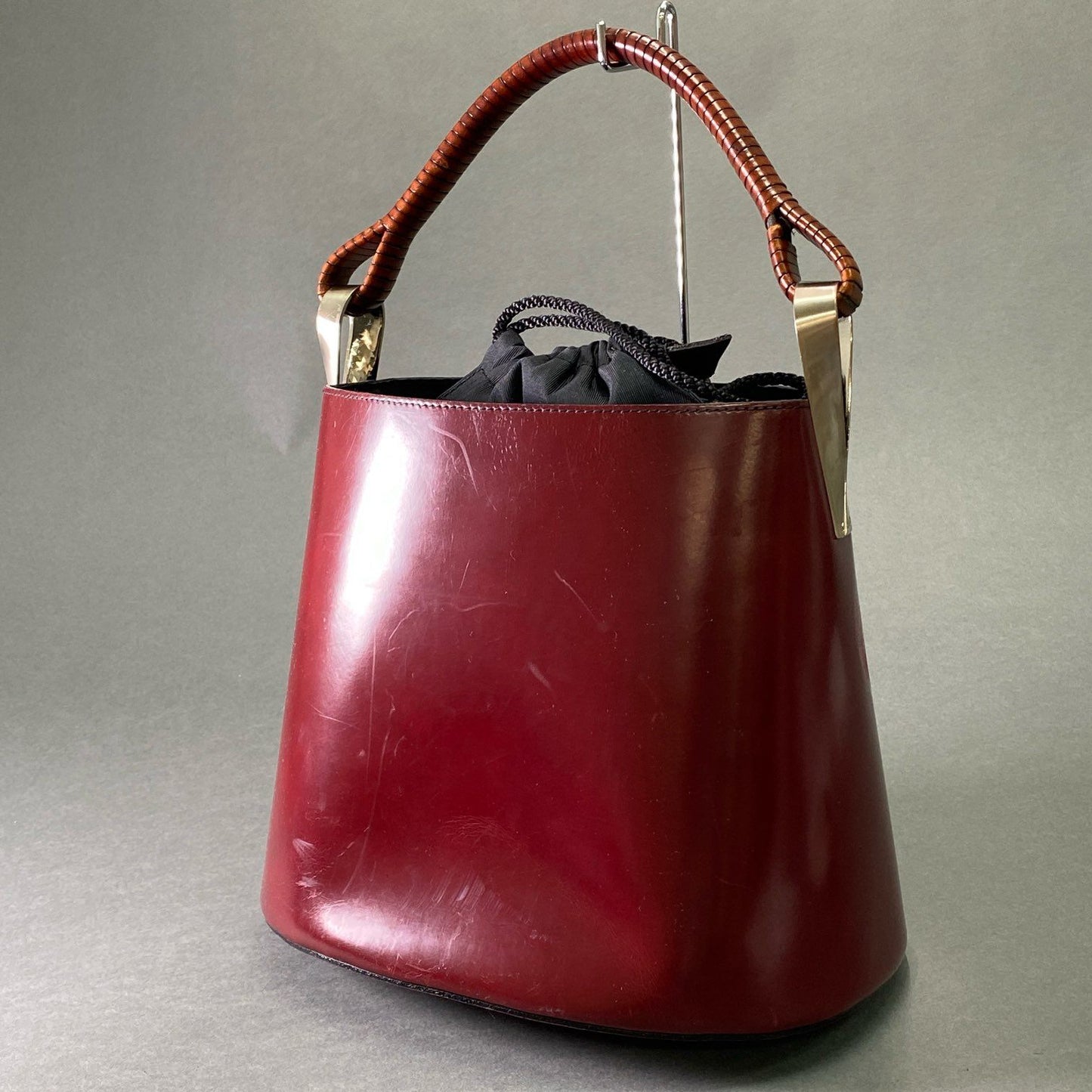 Ae5 KENZO ケンゾー Pagodon パゴドン Bucket Bag バケットバッグ ボルドー レザー バケツ ハンドバッグ Vintage ヴィンテージ アンティーク