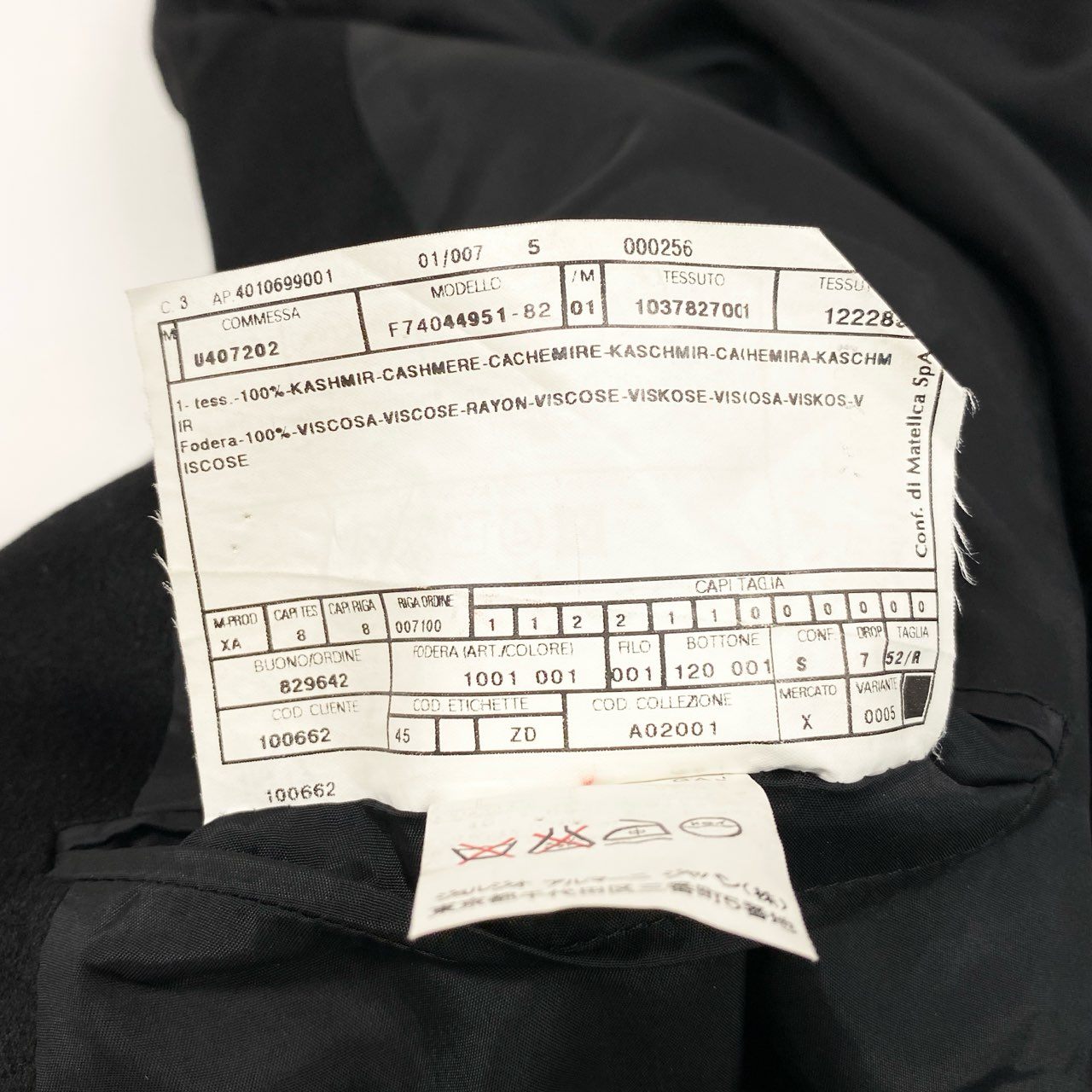 81h7 ARMANI COLLEZIONI アルマーニコレッツォーニ テーラードジャケット ブレザー 総カシミヤ 52 ブラック カシミア100% メンズk02i