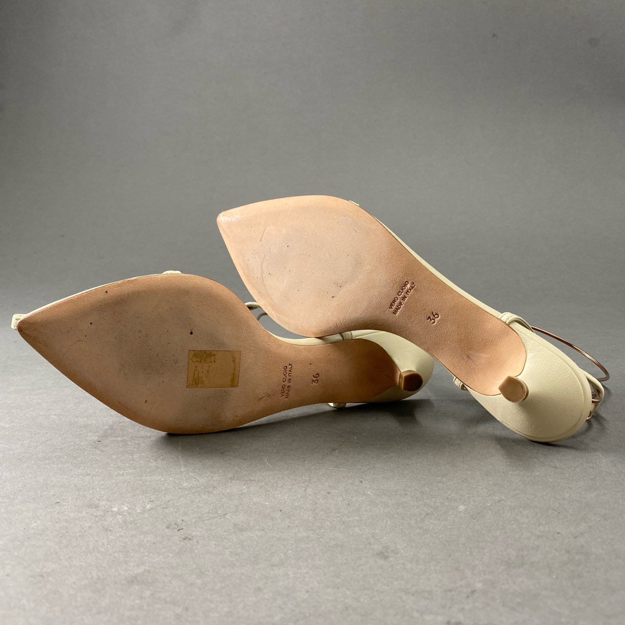 1f28 《美品》 定価¥46,200 BRENTA ブレンタ ANKLE GOM アンクルゴムストラップサンダル 36 ホワイト グリーン レザー イタリア製 シューズ
