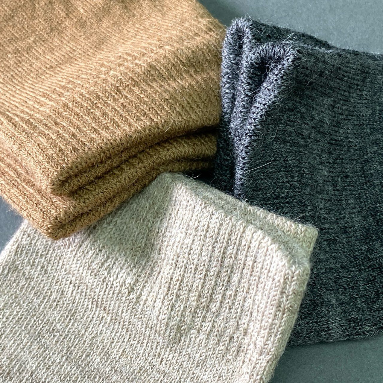 a5-2 定価¥31,900 LAUREN MANOOGIAN ローレンマヌーギアン TALL SOCK 3P SET トールソックス OS グレー ベージュ ブラウン ペルーニット 靴下