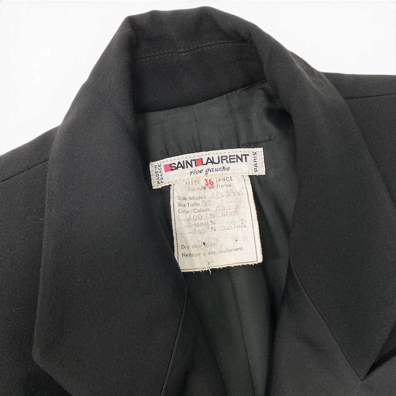 14f15 SAINT LAURENT サンローラン リヴゴーシュ ヴィンテージ ダブルブレスト チェスターコート ロングコート サイズ36 ブラック レディース 女性用u02t