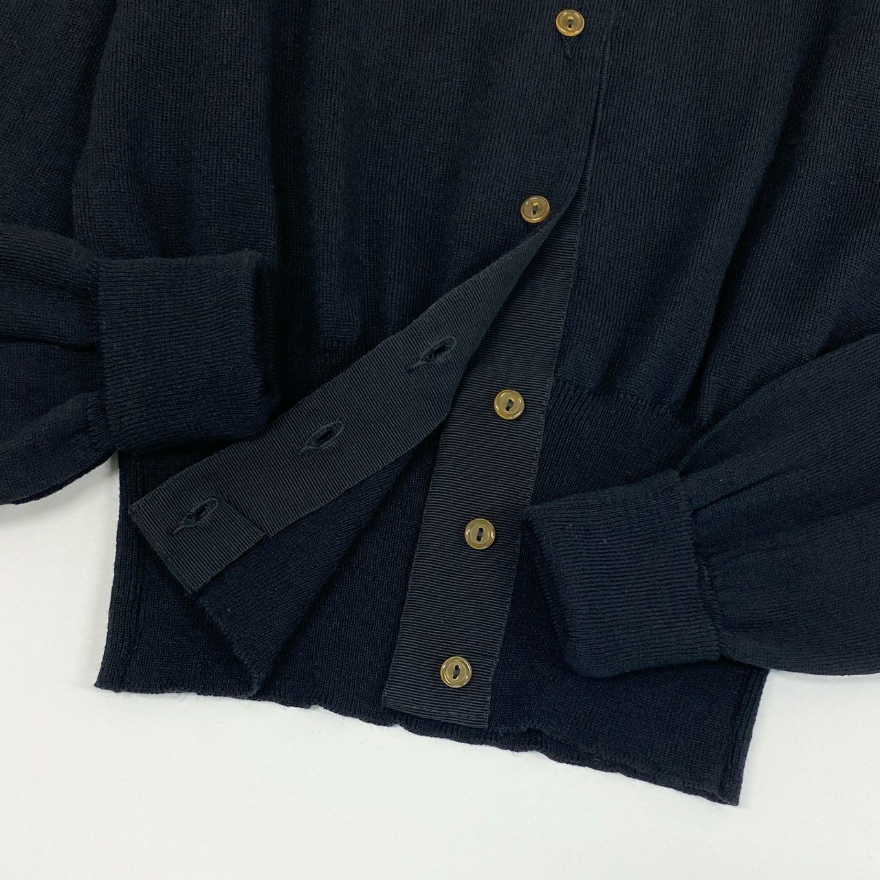 82f24 Vivienne Westwood GOLD LABEL ヴィヴィアンウエストウッド ゴールドレーベル イタリア製 オーブ刺繍 長袖ニット カーディガン 羽織 Mサイズ ブラック ウール レディース