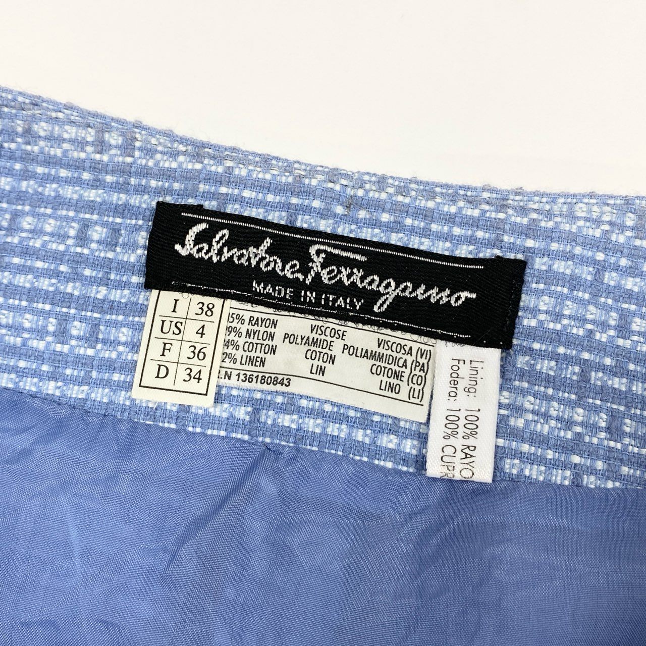 Ed7 Salvatore Ferragamo サルヴァトーレフェラガモ サマーツイードスカート サイズ38 ブルー レディースk02ik02i