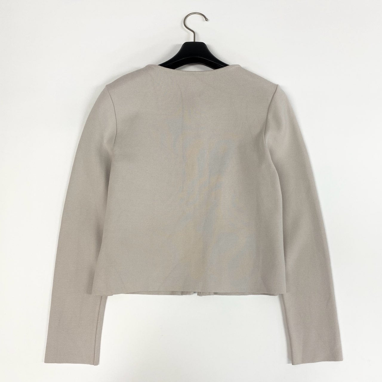 9j6 FOXEY BOUTIQUE フォクシーブティック ジップアップ ノーカラー ニットジャケット URBAN STANDARD カーディガン 日本製 42844 38 サンドベージュ レディースo07t