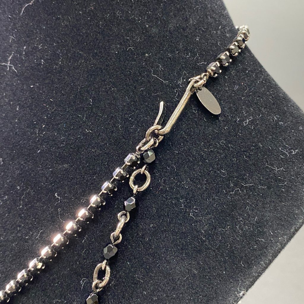 2e13 FOXEY フォクシー ネックレス 小物 ブラックビーズ ラインストーン ブラック シルバー レディース ビジュー アクセサリー