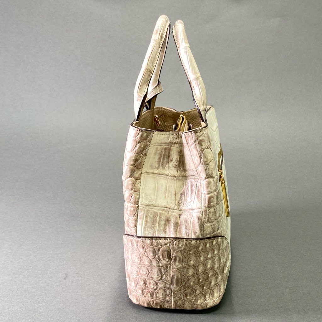 De18 《極美品》 COCOCELUX GOLD ココセリュックス ゴールド 5スター 2way ハンドバッグ 103AA0107 ヒマラヤクロコダイル マットクロコ