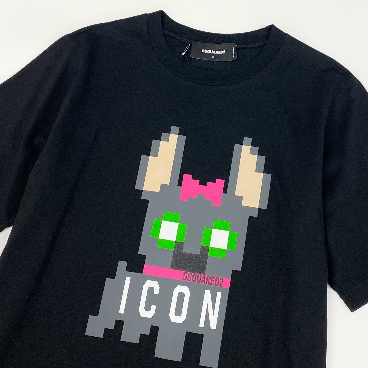 66g24《タグ付保管品》 DSQUARED2 ディースクエアード 半袖Tシャツ カットソー トップス クルーネック ICON ロゴ S80GC0061 S ブラック コットン100 レディース 女性用_