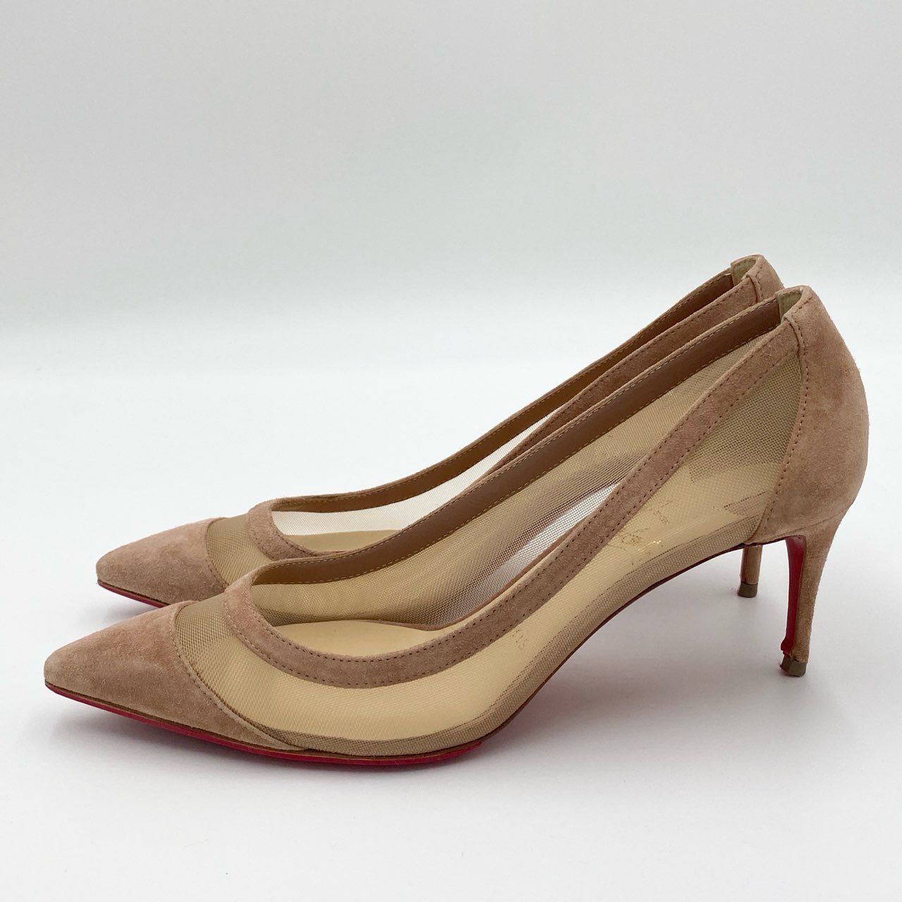 1h7【美品】Christian Louboutin クリスチャンルブタン GALATIVI 70 パンプス サイズ37 1/2 ピンクベージュ レディース 箱付きk02i