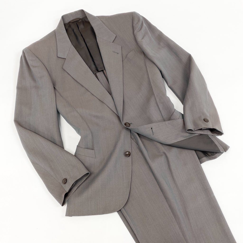 63d8-8 Thierry mugler ティエリー ミューグレー シングルスーツ セットアップ テーラードジャケット/スラックスパンツ サイズ48 グレー系 ウール ナイロン メンズ