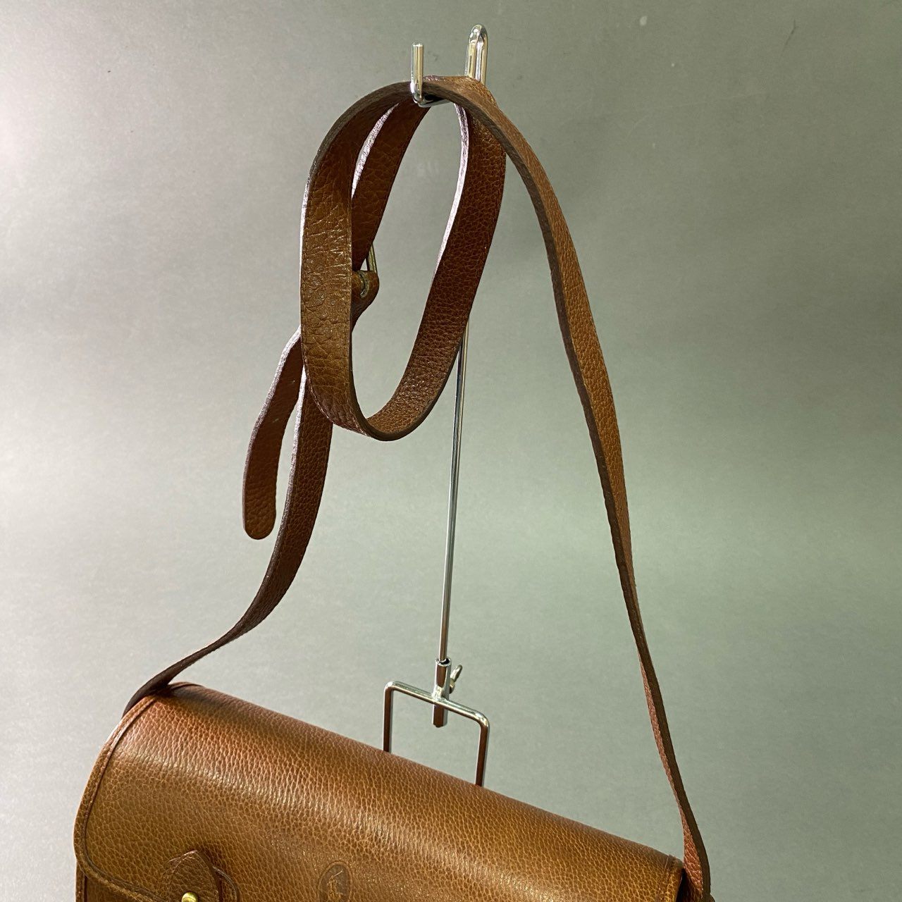 Db28 RALPH LAUREN ラルフローレン ショルダーバッグ レザーバッグ ワンポイント ロゴ型押し オールレザー ブラウン 本革