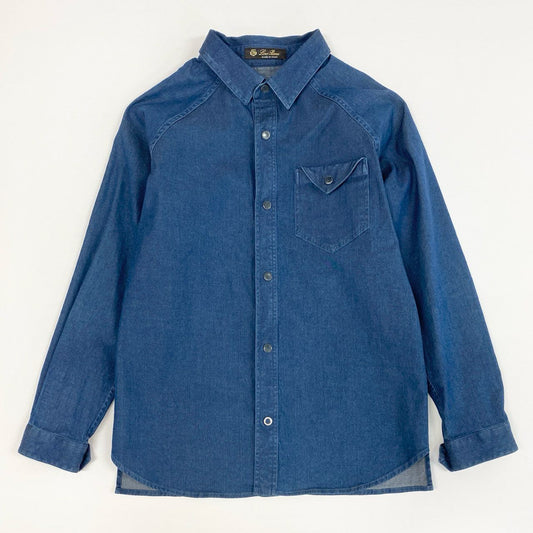 45j15 Loro Piana ロロピアーナ デニムシャツ 長袖シャツ トップス 胸ポケット 50サイズ インディゴ キッズ メンズu02t