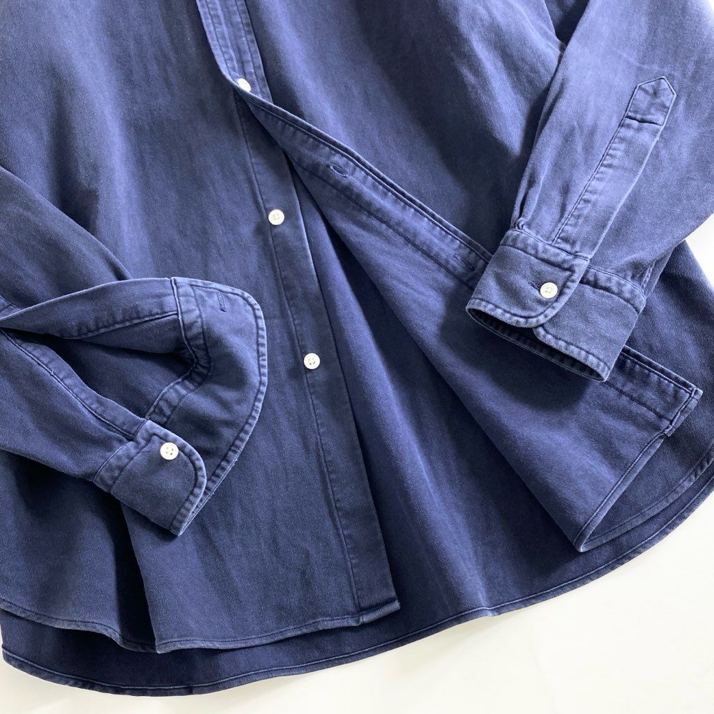54e7 A.PRESSE アプレッセ 22FW ボタンダウンシャツ BD SHIRT 22AAP-02-07H 2 ネイビー コットンツイル バイオ加工