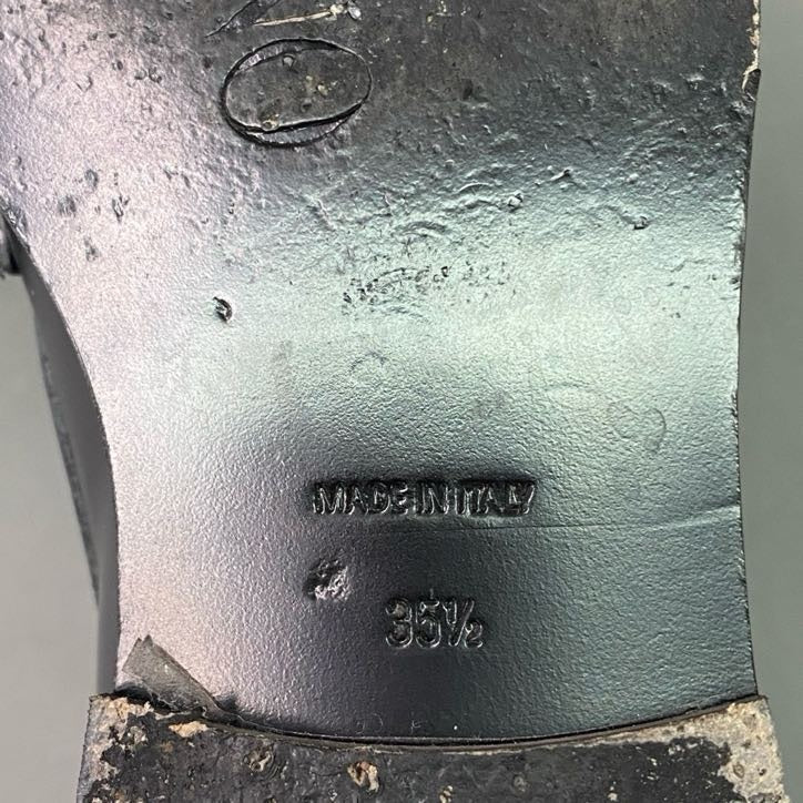 3l22 VALENTINO GARAVANI ヴァレンティノ ガラヴァーニ Vロゴ ゴールドチェーン ローファー 35 1/2 ブラック レザー 革靴 イタリア製 シューズ