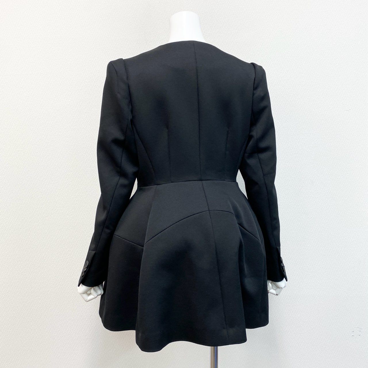 80e26 LUDLOW ラドロー BALLERINA バレリーナ 立体フレアジャケット サイズF ブラック レディース 女性用 スクエアネック