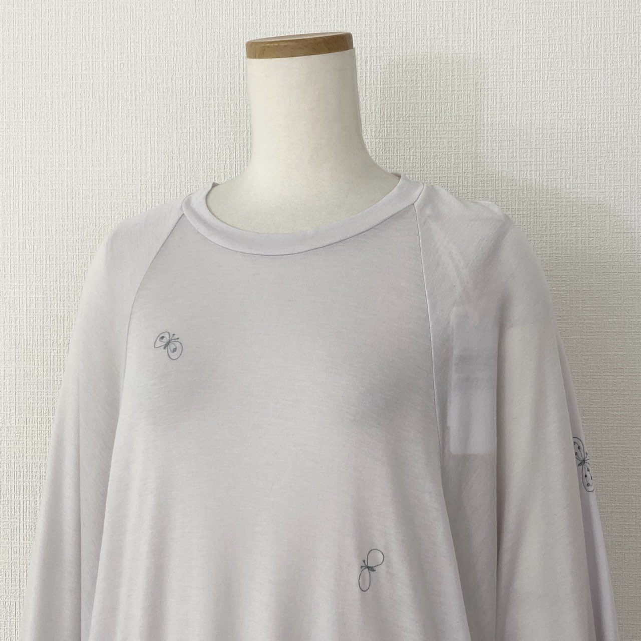 19i23《新品タグ付き) mina perhonen ミナペルホネン choucho カットソーワンピース ロングワンピース za 8609 サイズ36 ライトグレー レディース