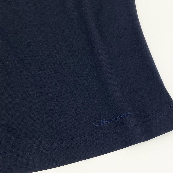 80g23 【美品】 LEONARD レオナール 七分袖カットソー トップス カンカン素材 モックネック 薄手 春夏 レディース 女性用 0159581 L ブラック