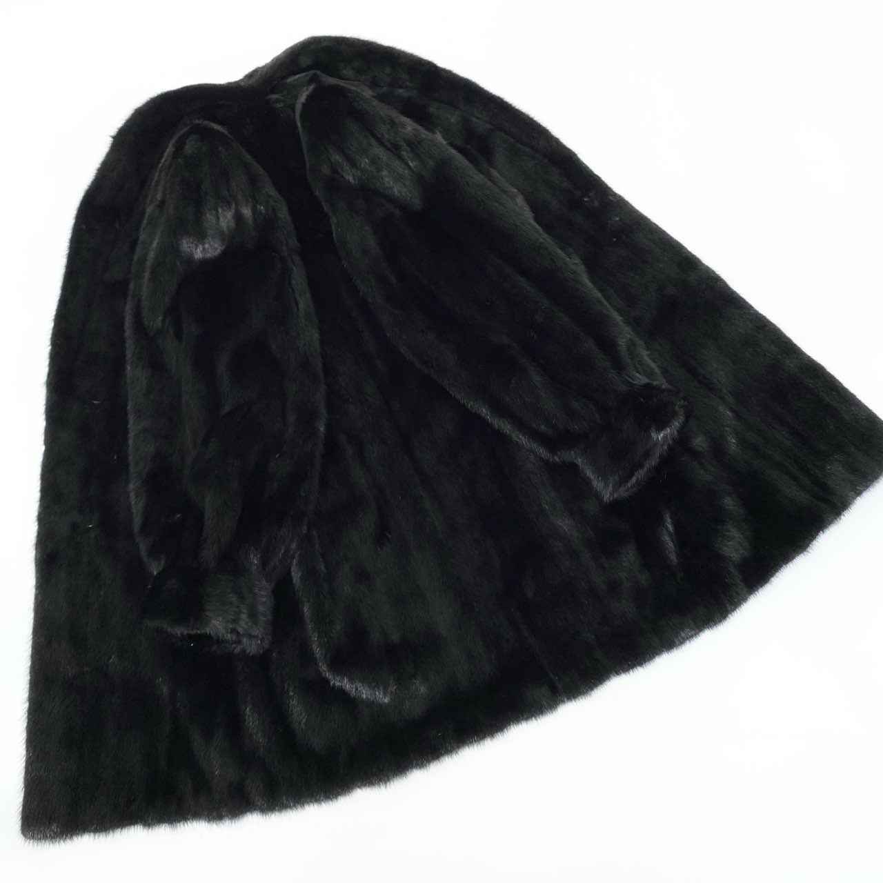 11a27 ダークミンク ロングコート サイズF ブラック 本毛皮 Dark Mink Fur Long Coatt18r