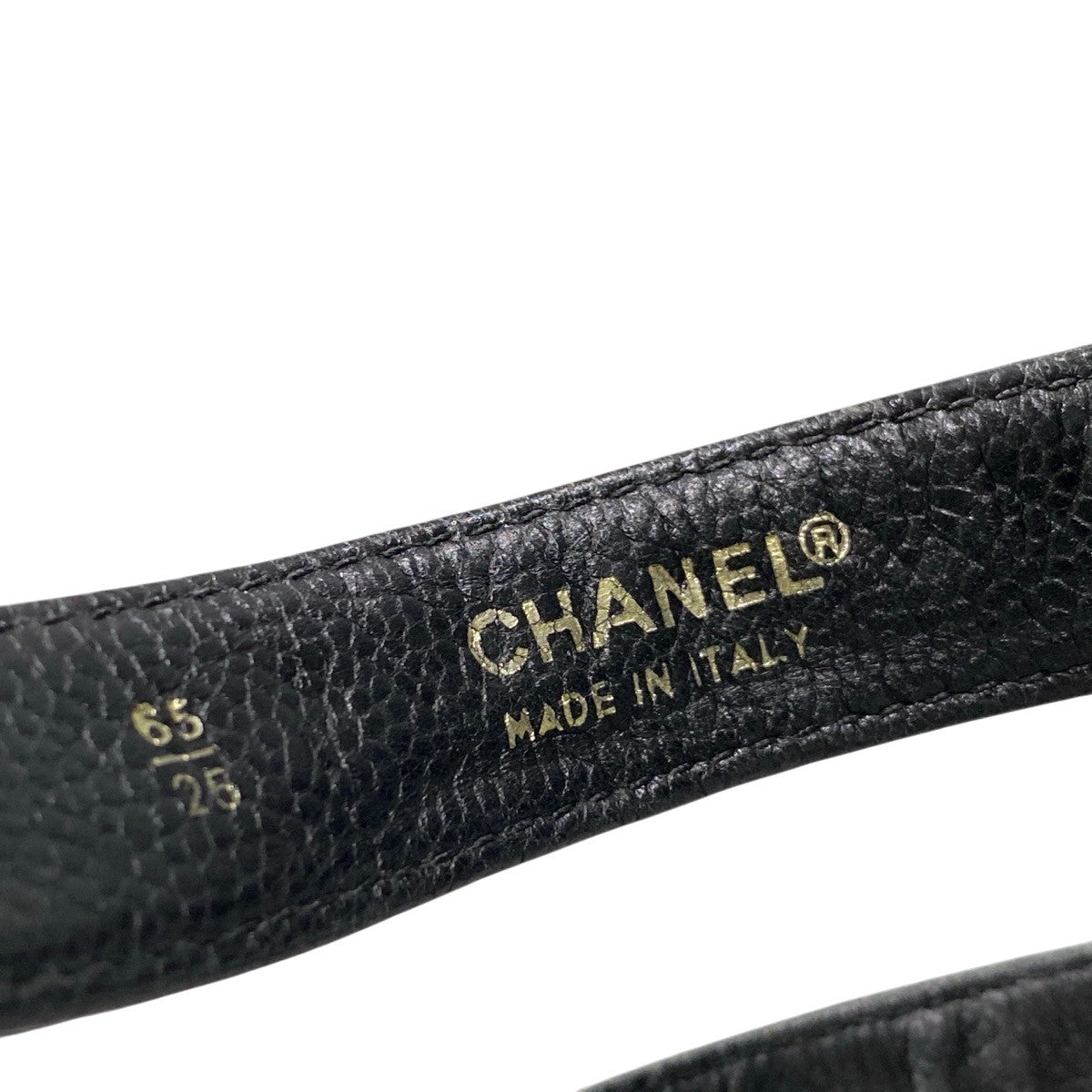 g31 CHANEL ターンロック キャビアスキン ハイウエストベルト 25/65サイズ ブラック ゴールド レザー レディース 女性用k02i