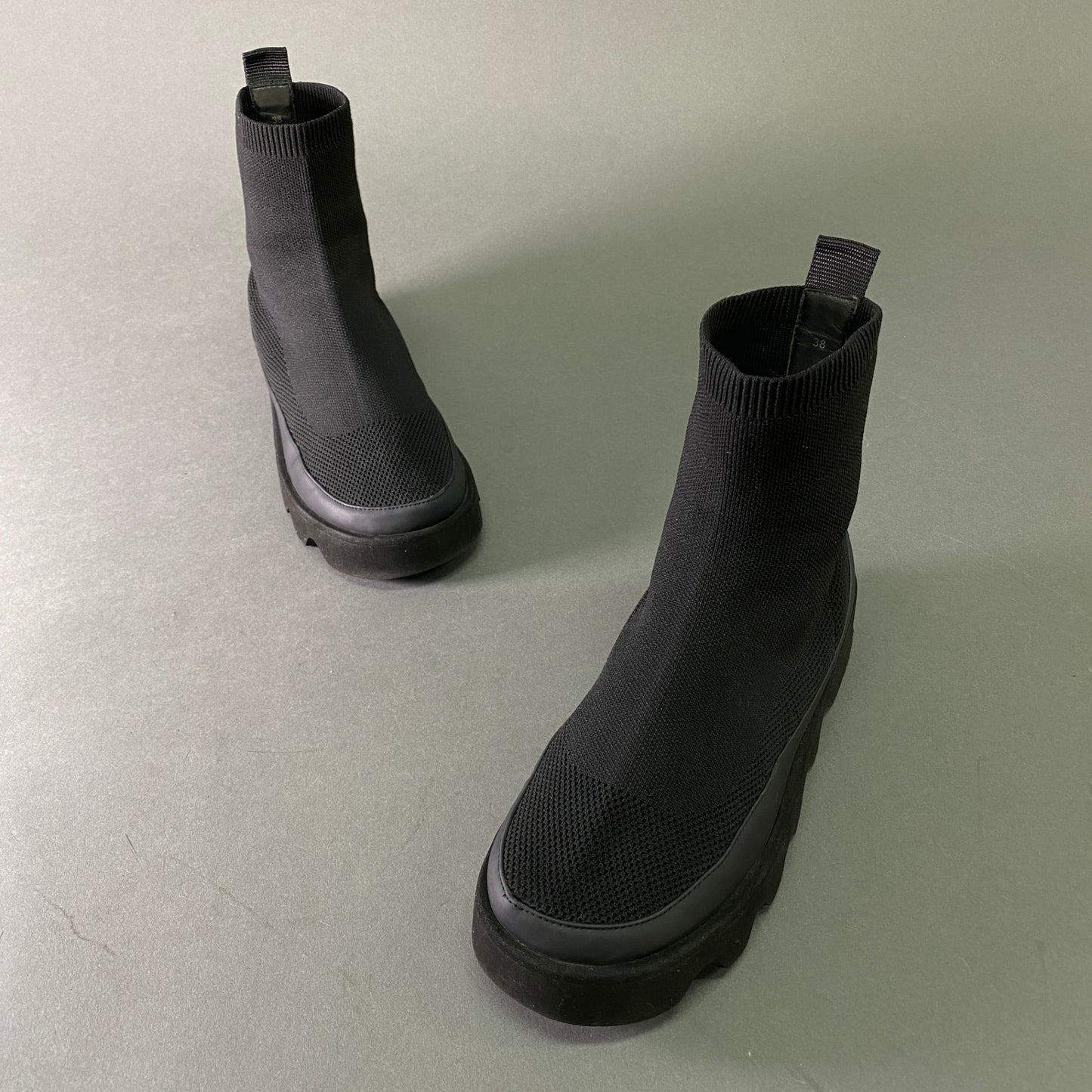 3l25 ISSEY MIYAKE イッセイミヤケ × UNITED NUDE ユナイテッドヌード BOUNCE FIT ソックススニーカー ブーツ 38 24~25cm ブラック シューズ