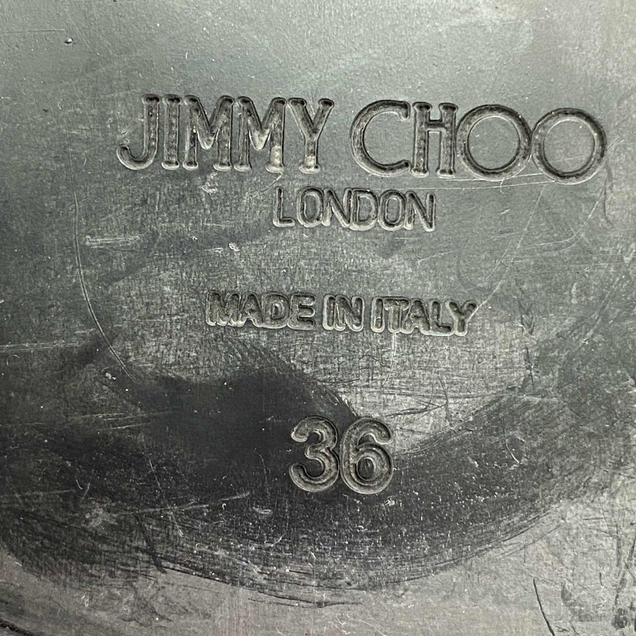 1d16 《美品》 JIMMY CHOO ジミーチュウ ワックス加工 スタッズバイカーブーツ 36 ブラック レザー シューズ イタリア製