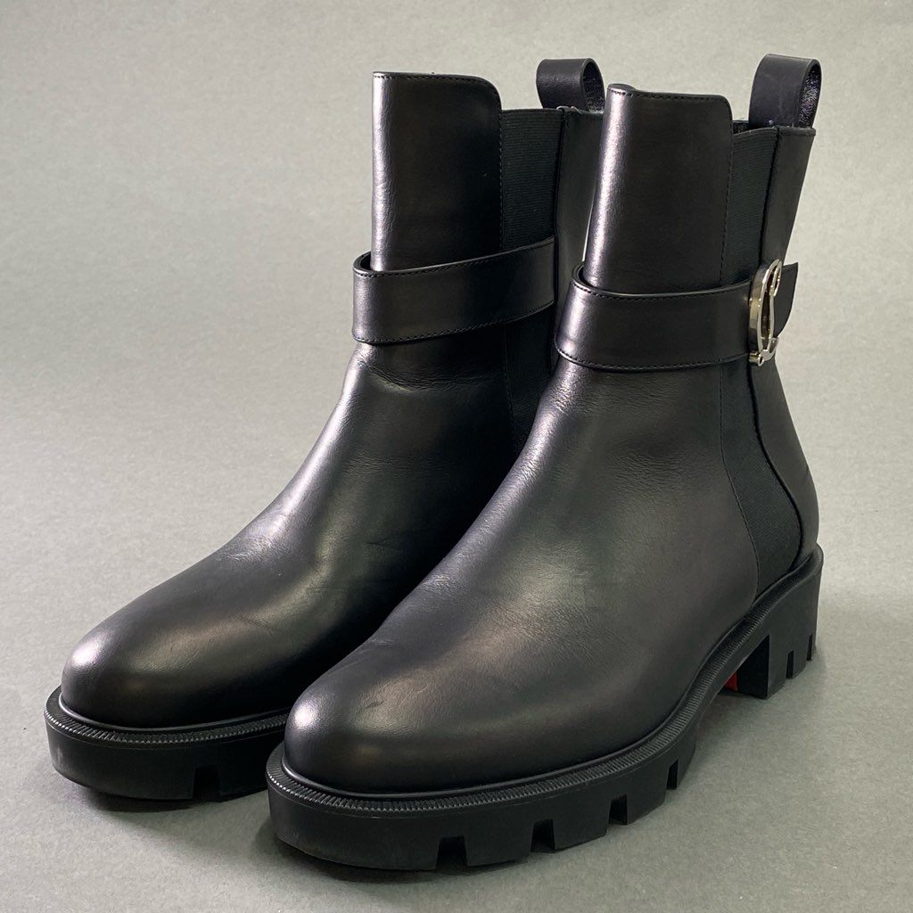 1f7 【現行品】 2025SS Christian Louboutin クリスチャンルブタン Chelsea Booty Lug チェルシーブーツ サイドゴアブーツ サイズ39 ブラック レディース 女性用 靴