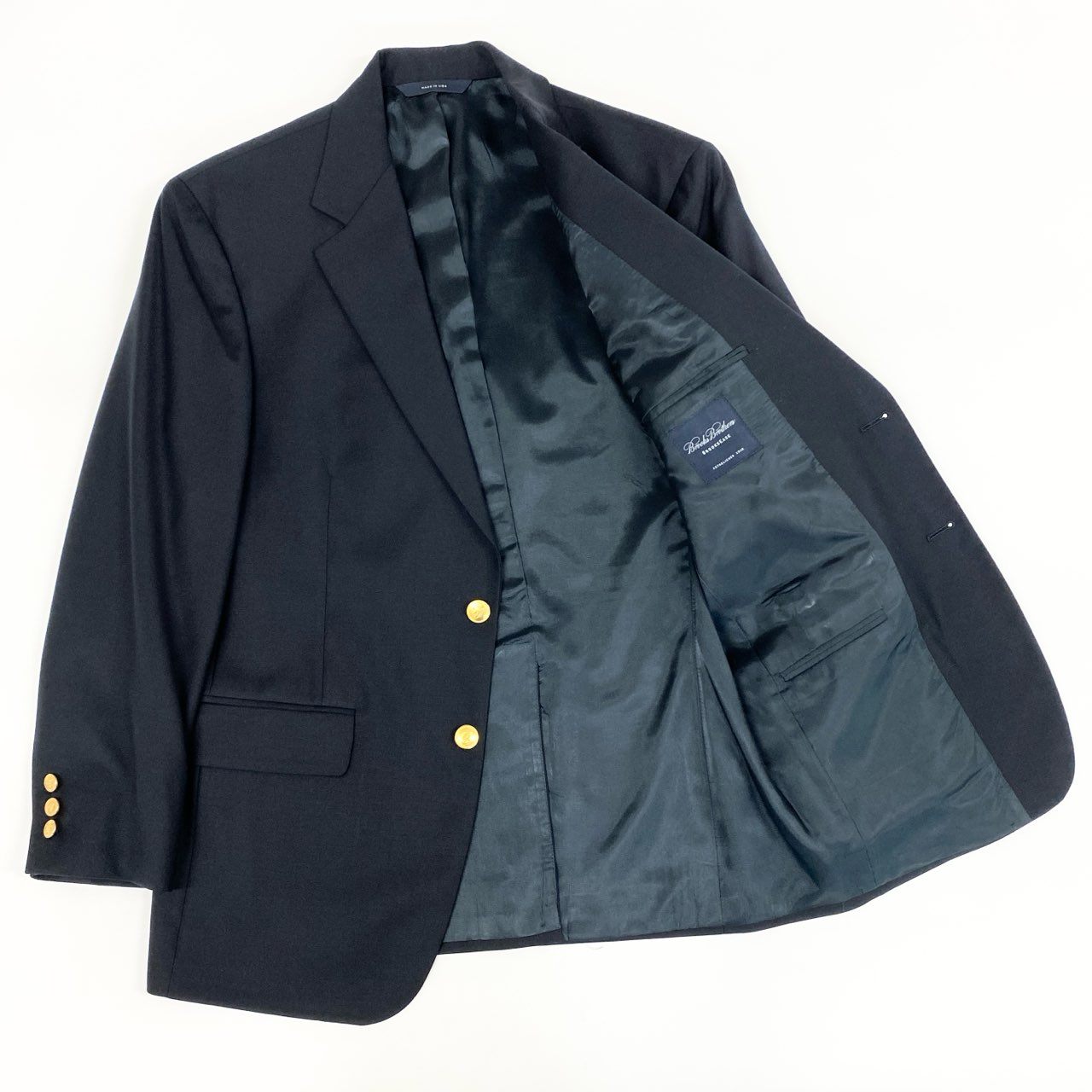 61g23 90s BROOKS BROTHERS ブルックスブラザーズ 金ボタン テーラードジャケット ブレザー 紺ブレ USA製 38 ネイビー メンズ
