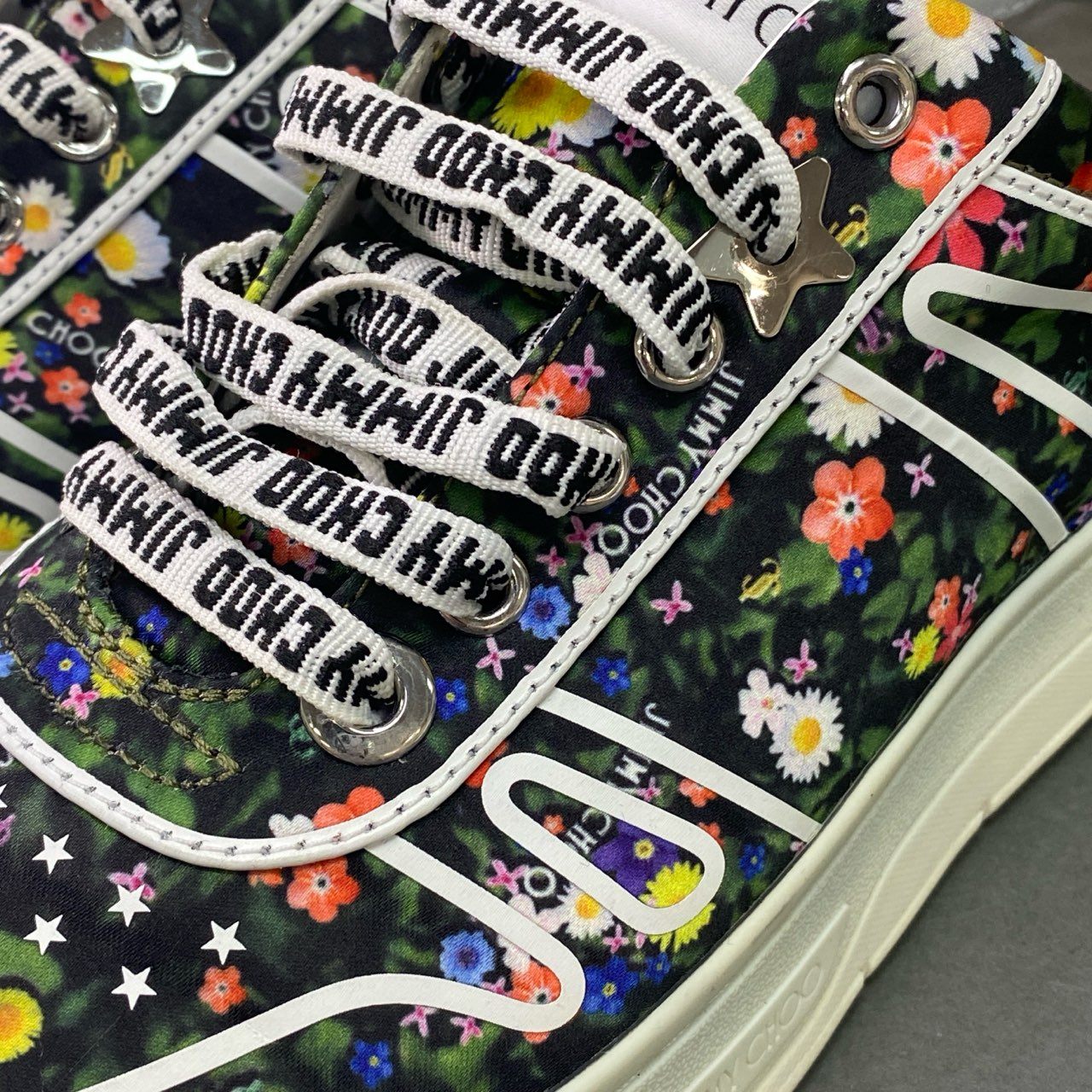 7c11 JIMMY CHOO ジミーチュウ フラワープリント ローカットスニーカー 花柄 シューズ 35 マルチカラー