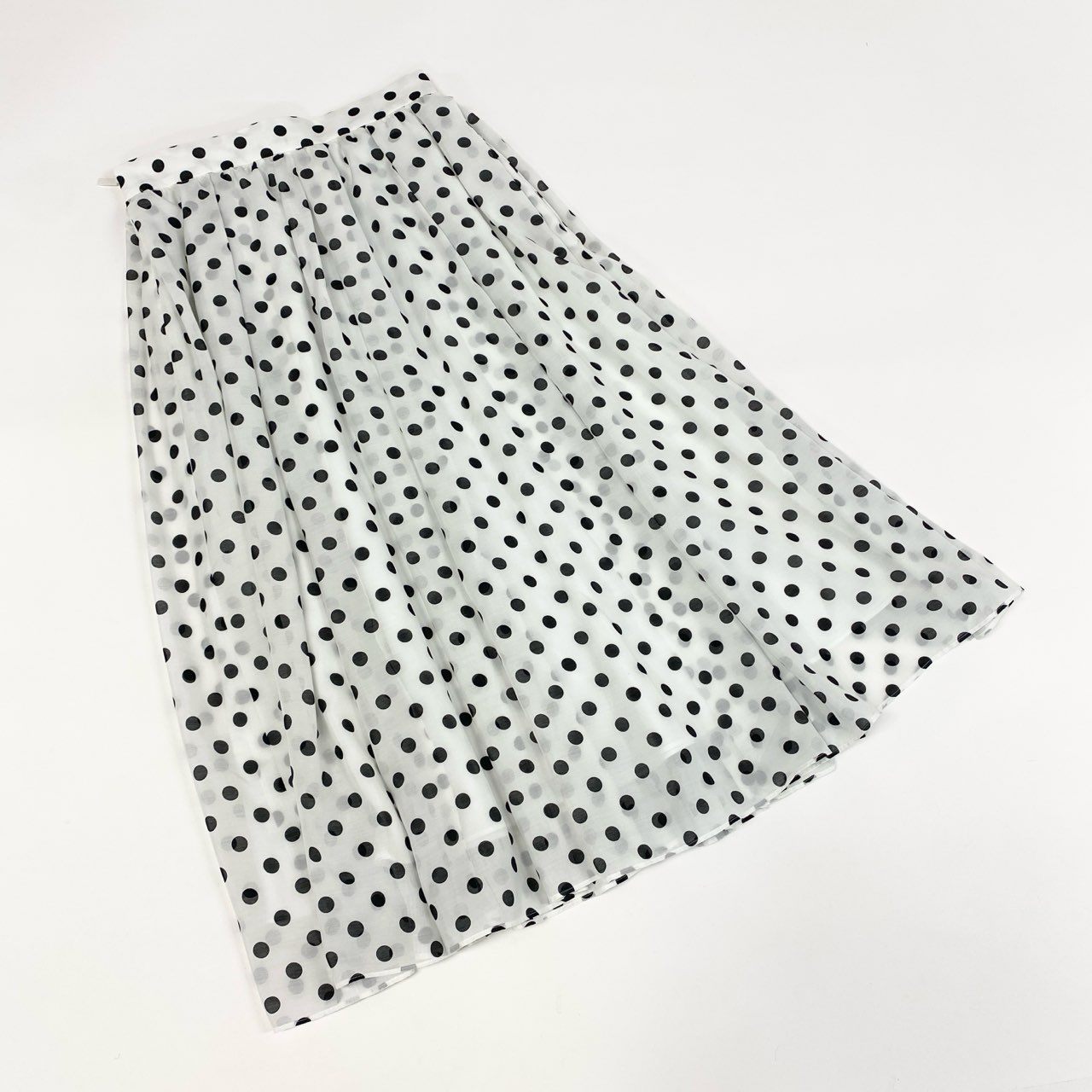 33g23 《美品》 Rene ルネ ドット柄 フレアスカート 36 ホワイト ブラック Dot Skirt ボトムス 日本製 女性服