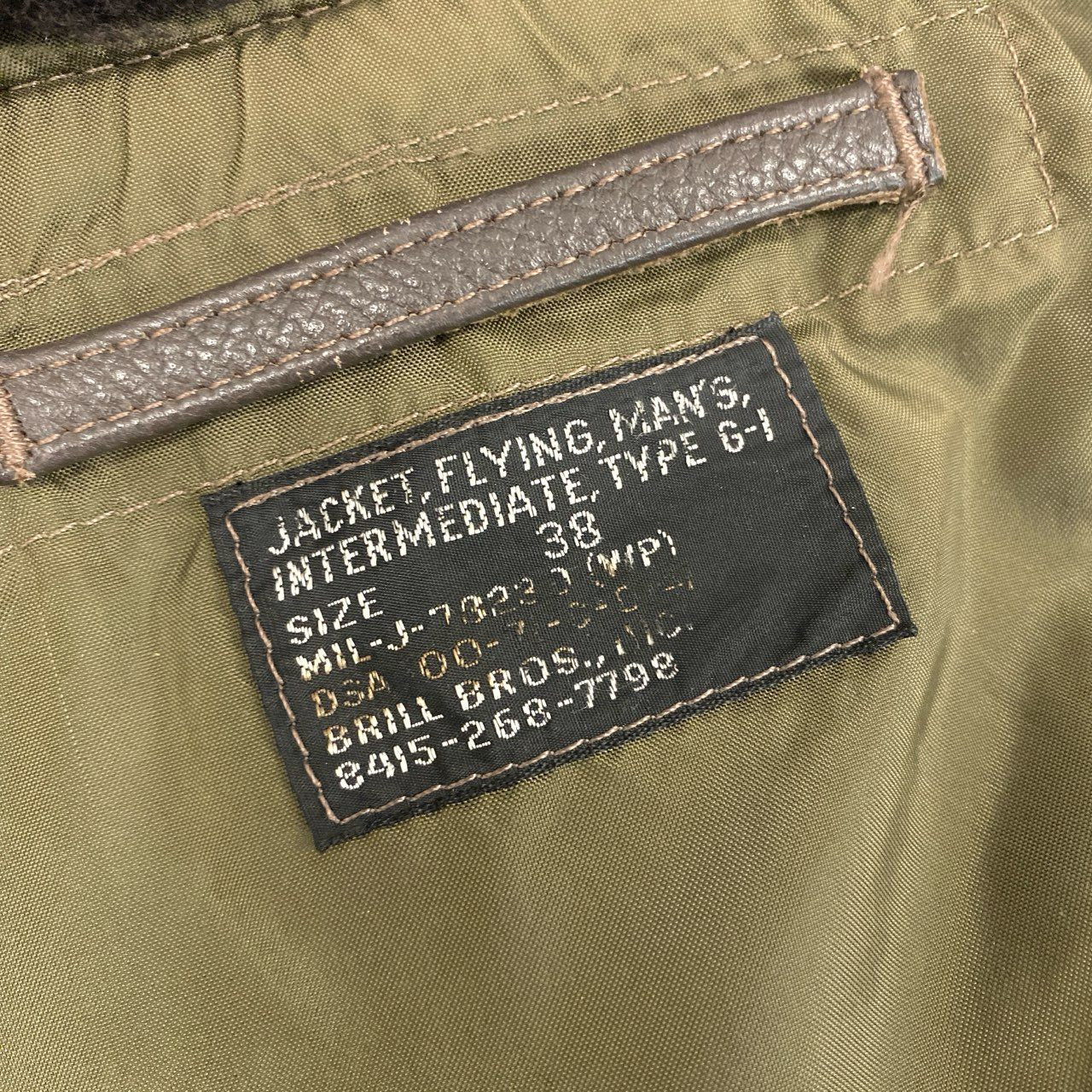 44h26 70's vintage BRILL BROS INC G-1 ワッペン フライトジャケット レザージャケット ブルゾン 71年 MIL-10077323D 38 ブラウン レザー メンズo07t
