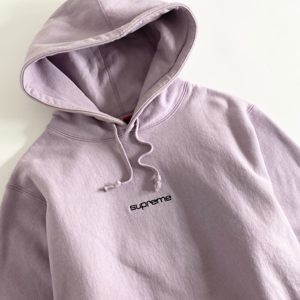 14e22 SUPREME シュプリーム 18FW Trademark Hooded Sweatshirt プルオーバー フーディ パーカー ロゴ刺繍 Sサイズ パープル コットン