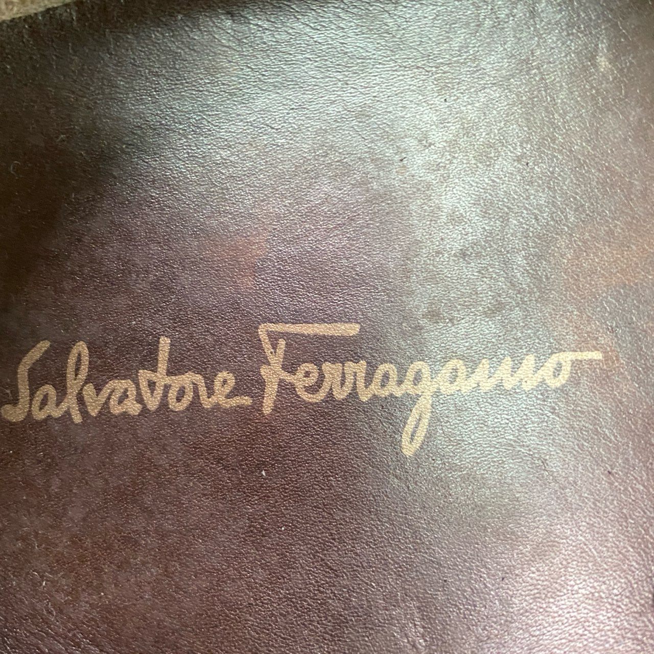 4d22 Salvatore Ferragamo サルヴァトーレ フェラガモ エナメル ベルクロスニーカー 8 1/2 ブラウン パテントレザー シューズ 箱 保存袋付き