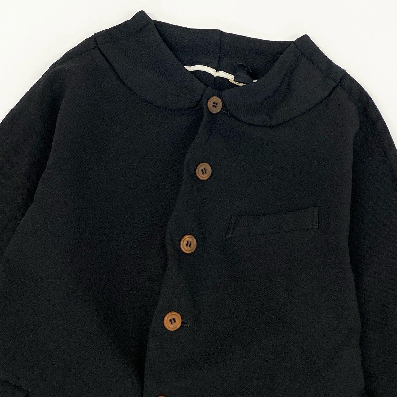 31i8 COMME des GARCONS コムデギャルソン 日本製 縮絨 丸襟 インサイドアウト ジャケット Mサイズ ブラック レディースo07t