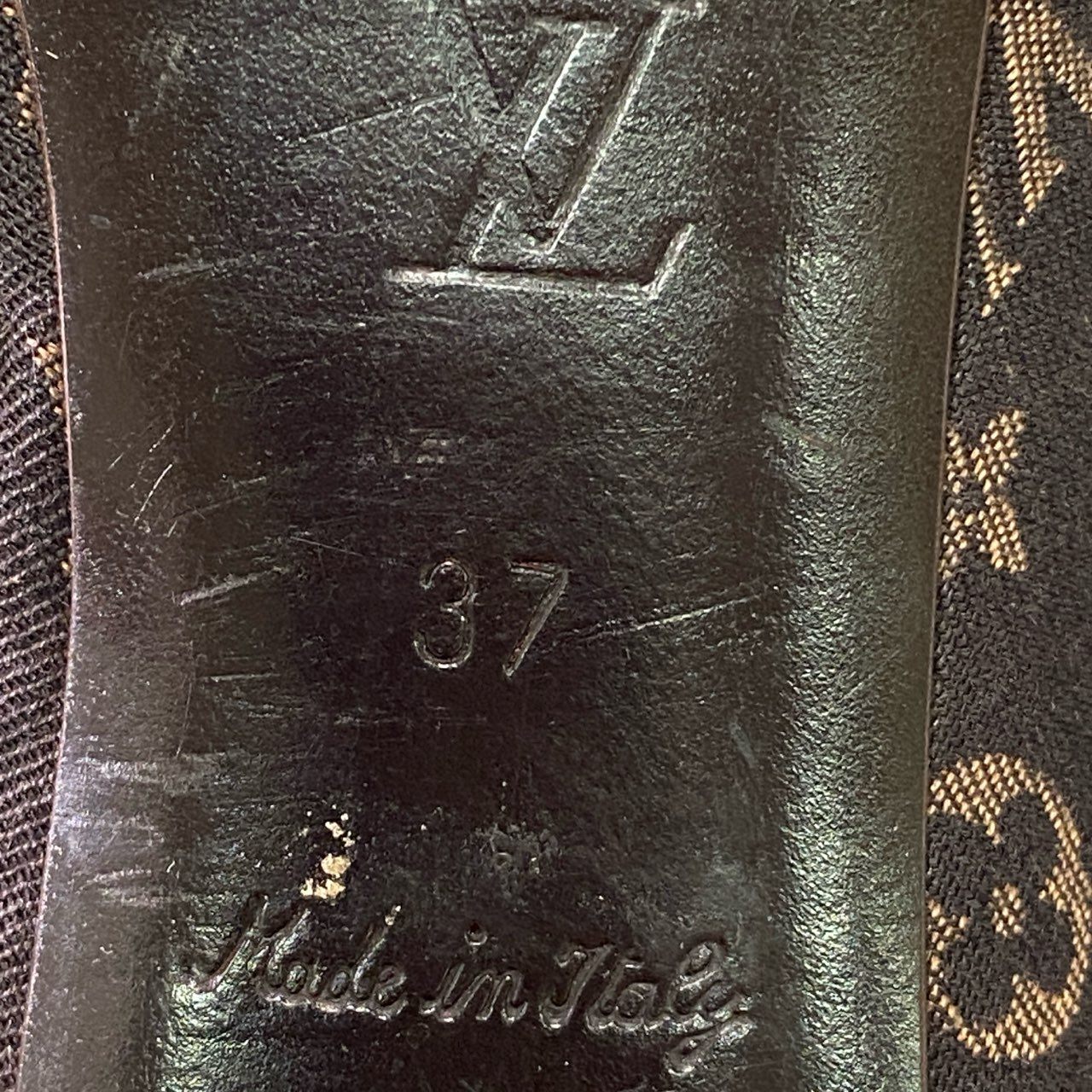 3f8 LOUIS VUITTON ルイヴィトン LV モノグラム ショートブーツ 37 ブラウン ブーティ シューズ イタリア製 箱付き