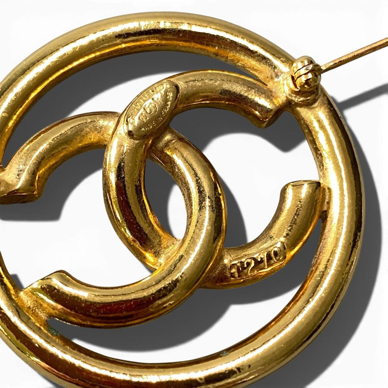 b5〇 Vintage Chanel 1993 Coco Mark Gold Brooch ta1