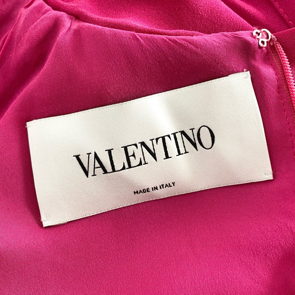 51f18 イタリア製 VALENTINO ヴァレンティノ スカーフ付き 変形ワンピース ドレスワンピース 膝丈 サイズ40 ピンク シルク100% レディース 女性用