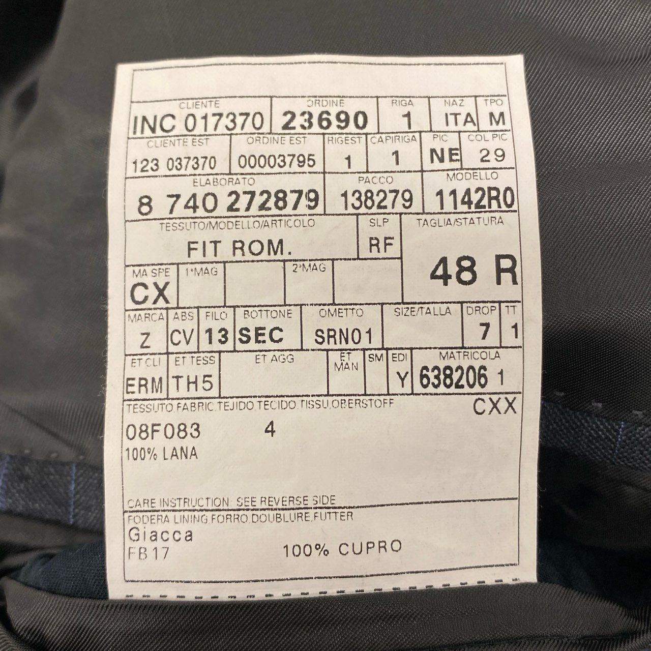 17k9 Ermenegildo Zegna エルメネジルドゼニア su misura スミズーラ TROFEO セットアップ スーツ ジャケット パンツ ストライプ ビジネス フォーマル 48 グレー ウール メンズo07t