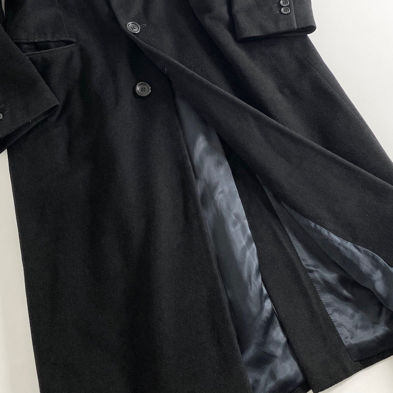 85h28 イタリア製 ARMANI COLLEZIONI アルマーニコレッツォーニ カシミヤコート チェスターコート ロングコート サイズ46 ブラック カシミヤ100% メンズ 紳士服