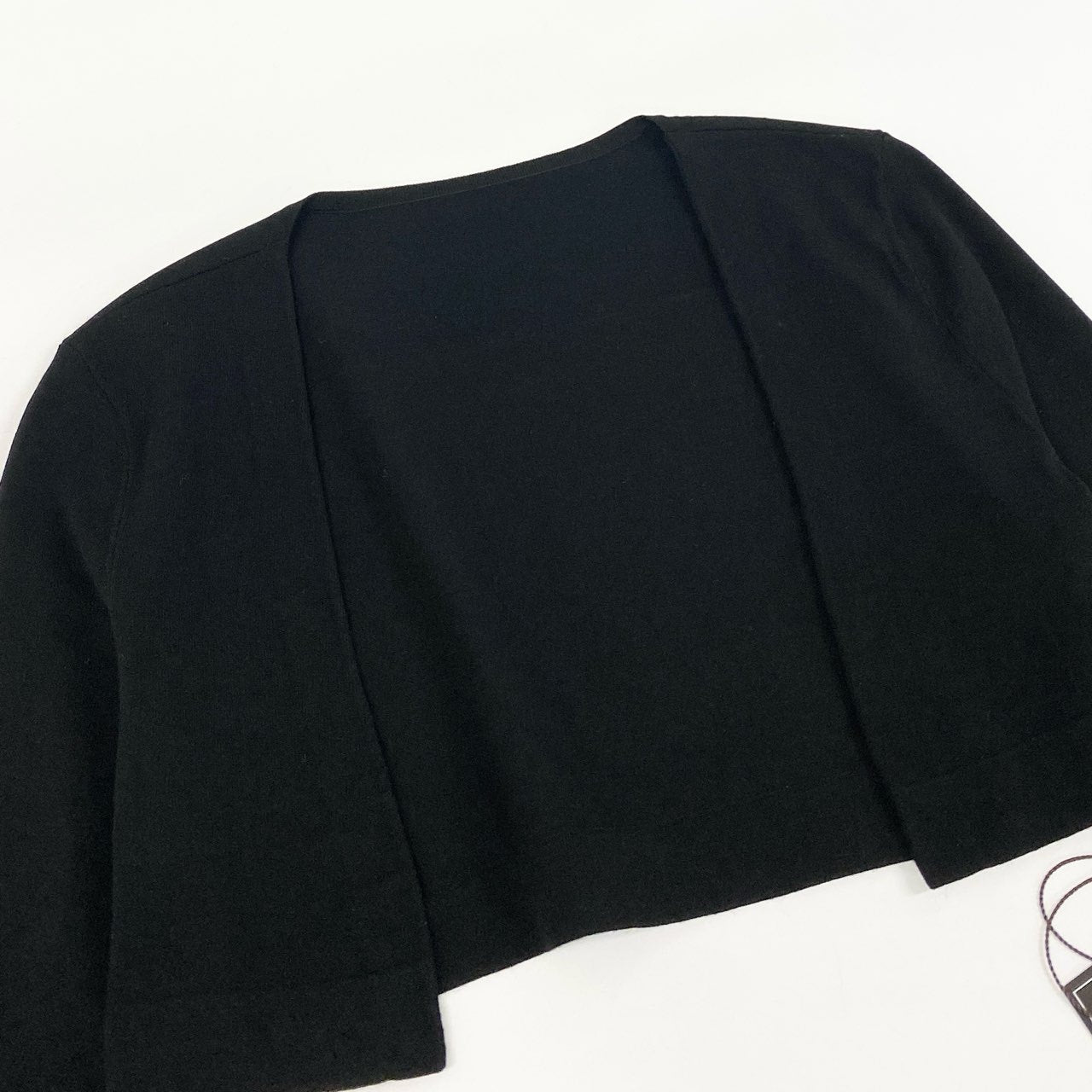 86f24 《極美品》 FOXEY フォクシー ニットカーディガン パーフェクトボレロ 五分袖 ロゴ刺繍 ショート丈 レディース タグ付き 28489 38 ブラック