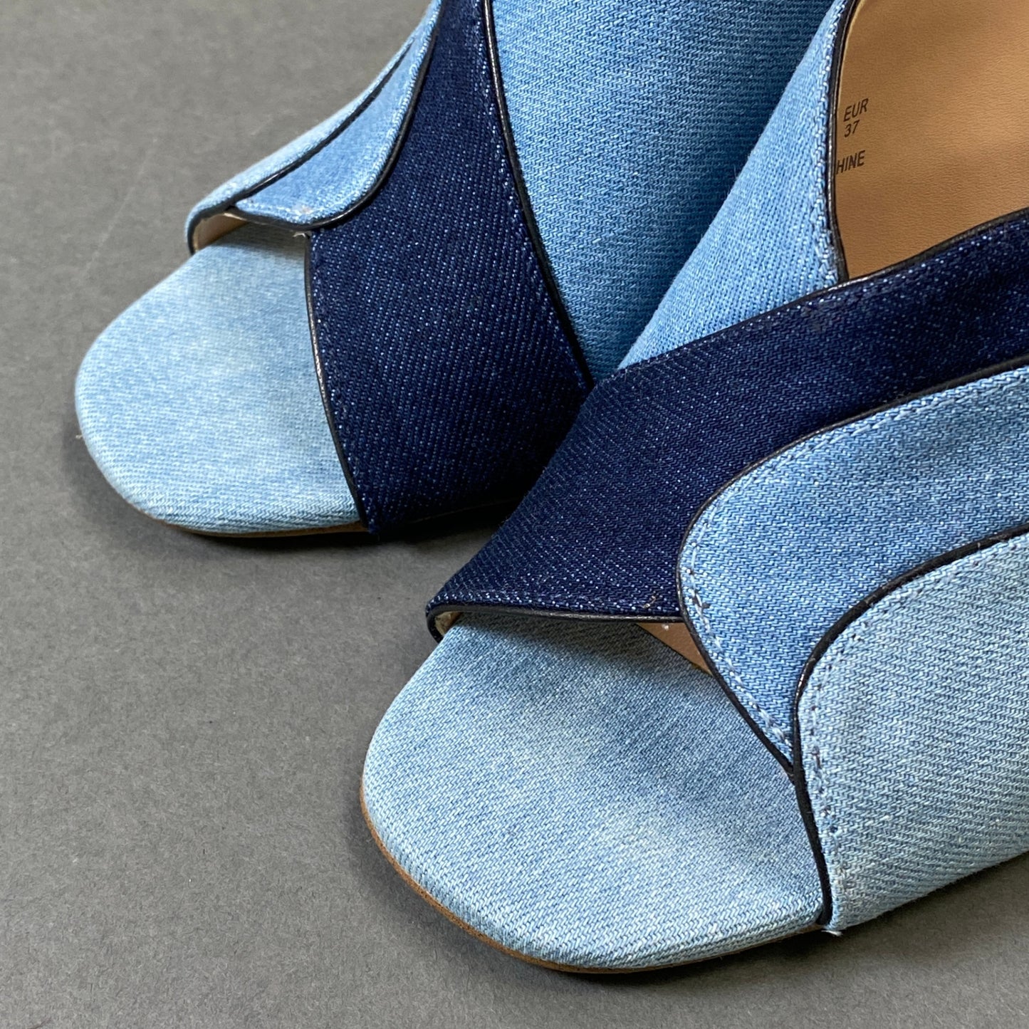 1h1 《美品》 COACH コーチ チャンキーヒール 3パターン デニムサンダル G3618 23.5cm インディゴ ブルー シューズ DENIM 夏k02i